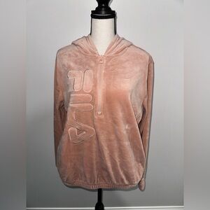 FILA Women's Size Medium Velour Pink Cropped Track Jacket